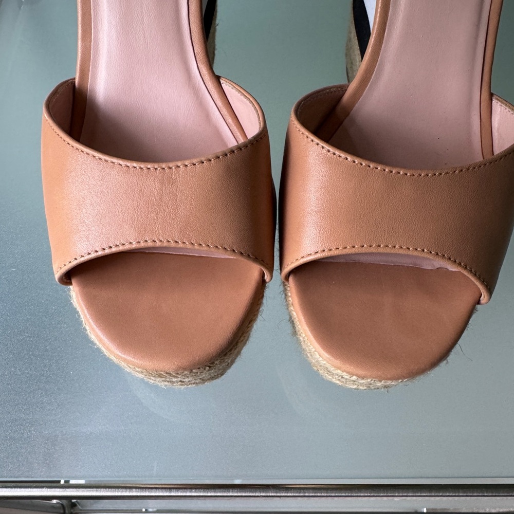 Kate Spade Tan and Black Wedges with White Stripes - Picture 5 of 10